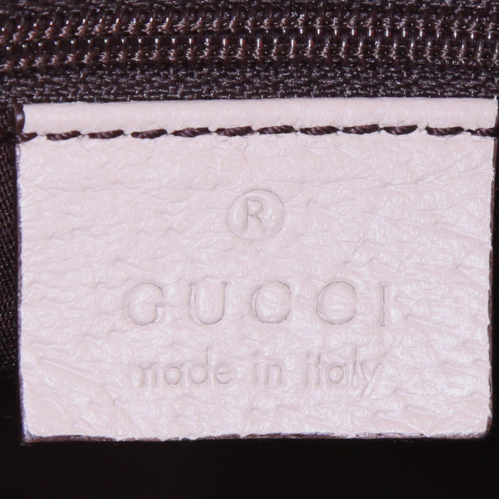Borsa Gucci Abbey in tela monogram beige e pelle bianca - Detail D3