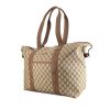 Bolsa de viaje Gucci en lona Monogram revestida beige y cuero marrón - 00pp thumbnail