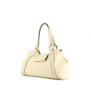 Borsa Gucci Web Tote in pelle monogram ecru
