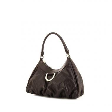 Borsa Gucci D-ring in pelle monogram marrone