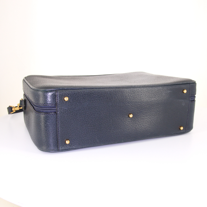Sac de voyage Gucci Gucci Bagage petit en cuir bleu-marine - Detail D4