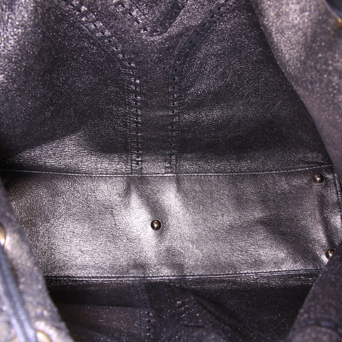 Bolso de mano Saint Laurent Double en cuero negro - Detail D2