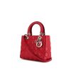 Dior Lady Dior medium model handbag in raspberry pink leather cannage - 00pp thumbnail