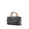 Gucci Bamboo handbag in blue grained leather and bamboo - 00pp thumbnail