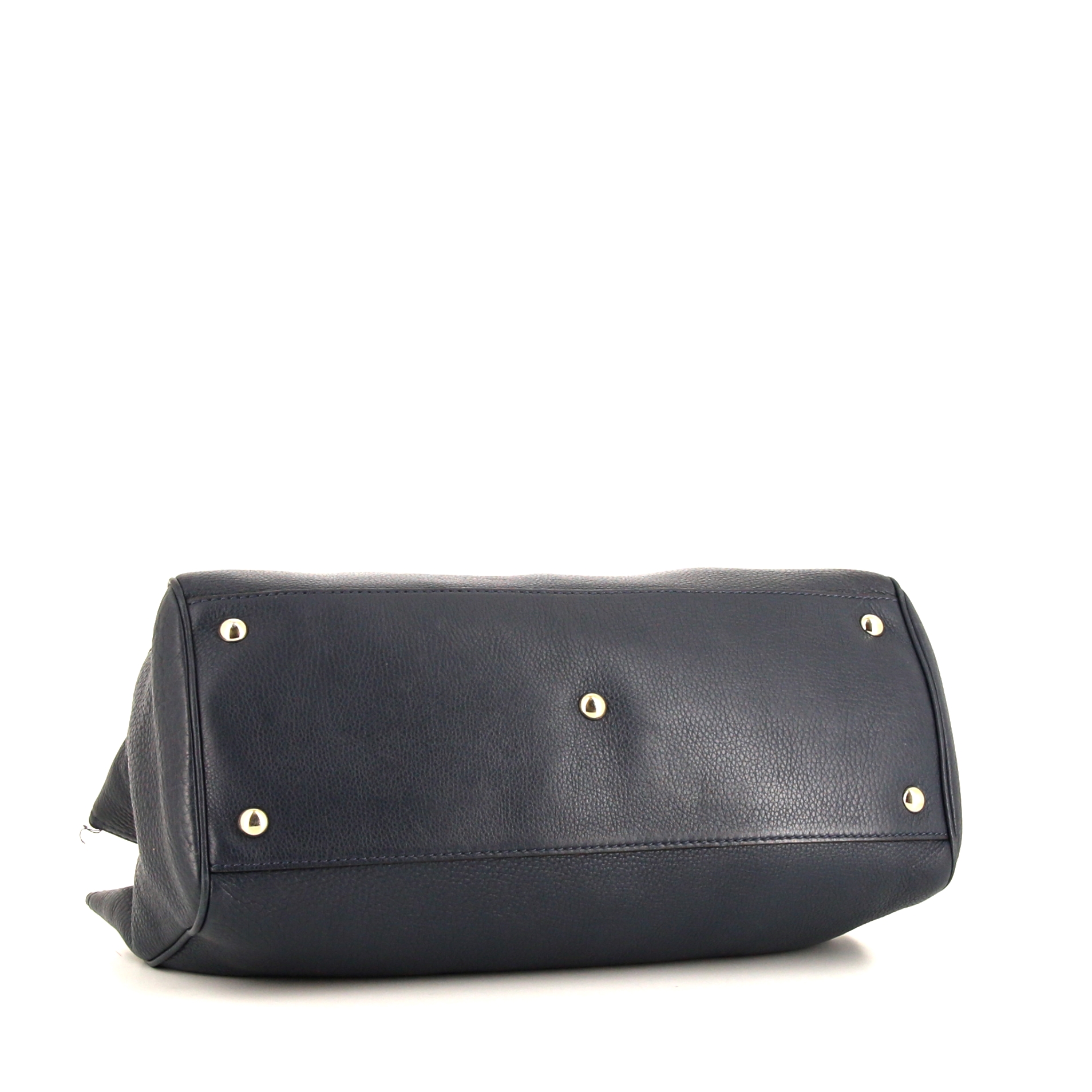 Gucci Bamboo handbag in blue grained leather and bamboo - Detail D5