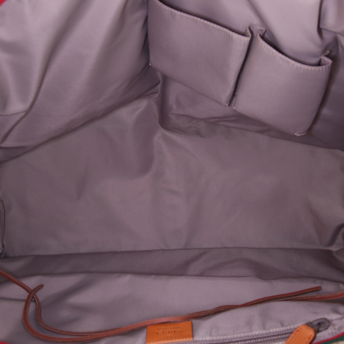 Gucci weekend bag in beige canvas and brown leather - Detail D2