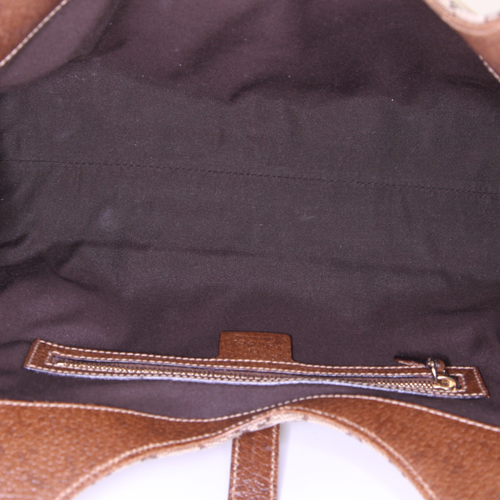 Borsa Gucci Nailhead in tela monogram beige e pelle marrone - Detail D2