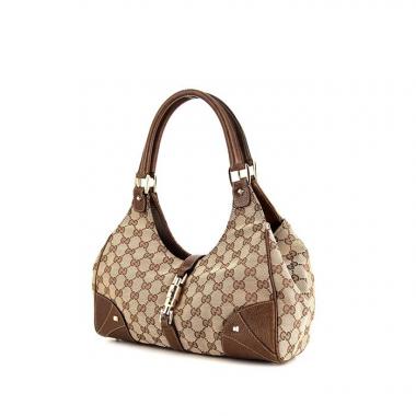 Gucci Nailhead handbag in beige monogram canvas and brown leather