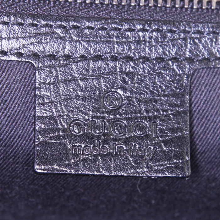 Sac à main Gucci Mors en toile monogram noire et cuir noir - Detail D3