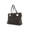 Shopping bag Gucci Eclipse in tela monogram marrone ebano e pelle nera - 00pp thumbnail