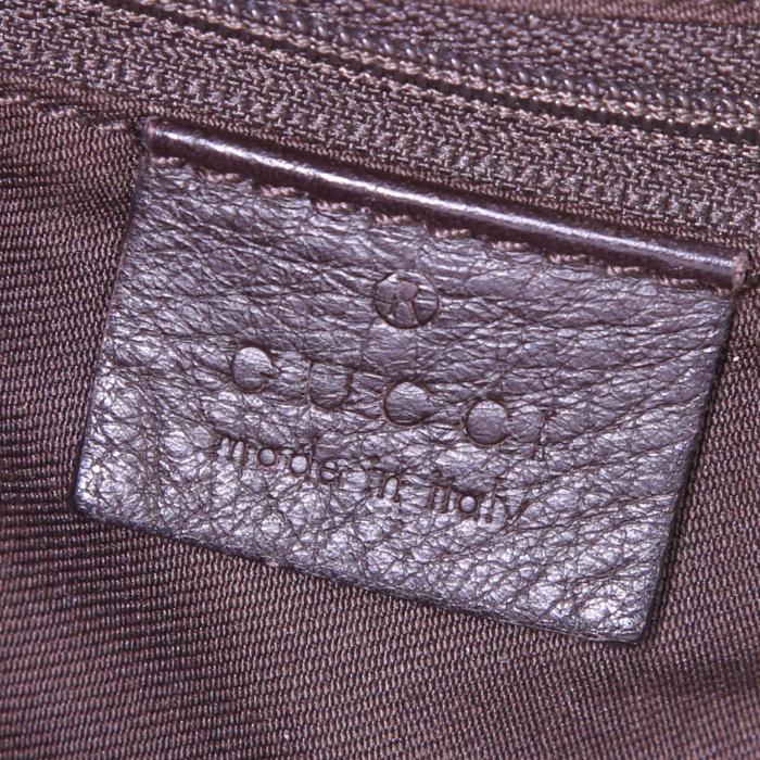 Shopping bag Gucci D-ring in tela monogram beige e pelle marrone - Detail D3