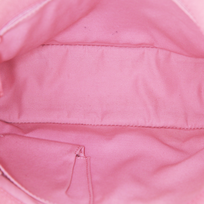 Borsa bisaccia Gucci Eclipse in tela monogram beige e pelle rosa - Detail D2