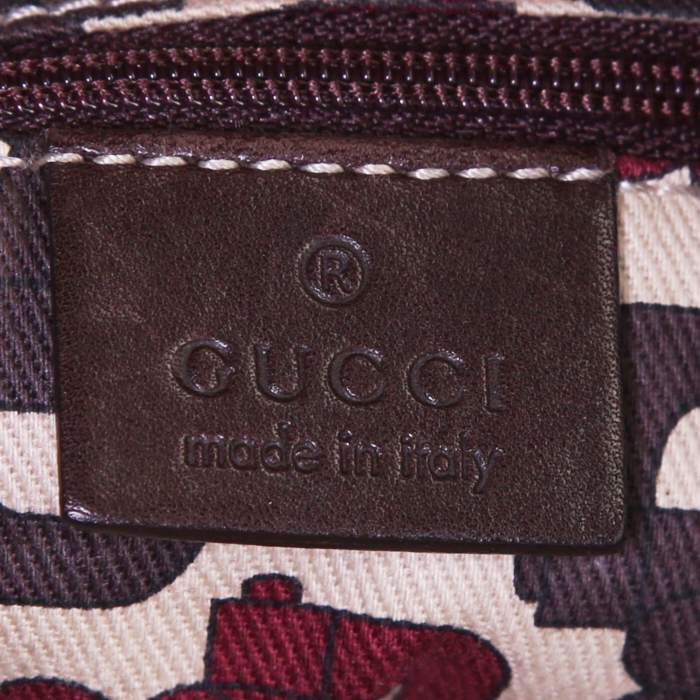 Sac cabas Gucci Abbey en toile monogram marron et cuir marron - Detail D3