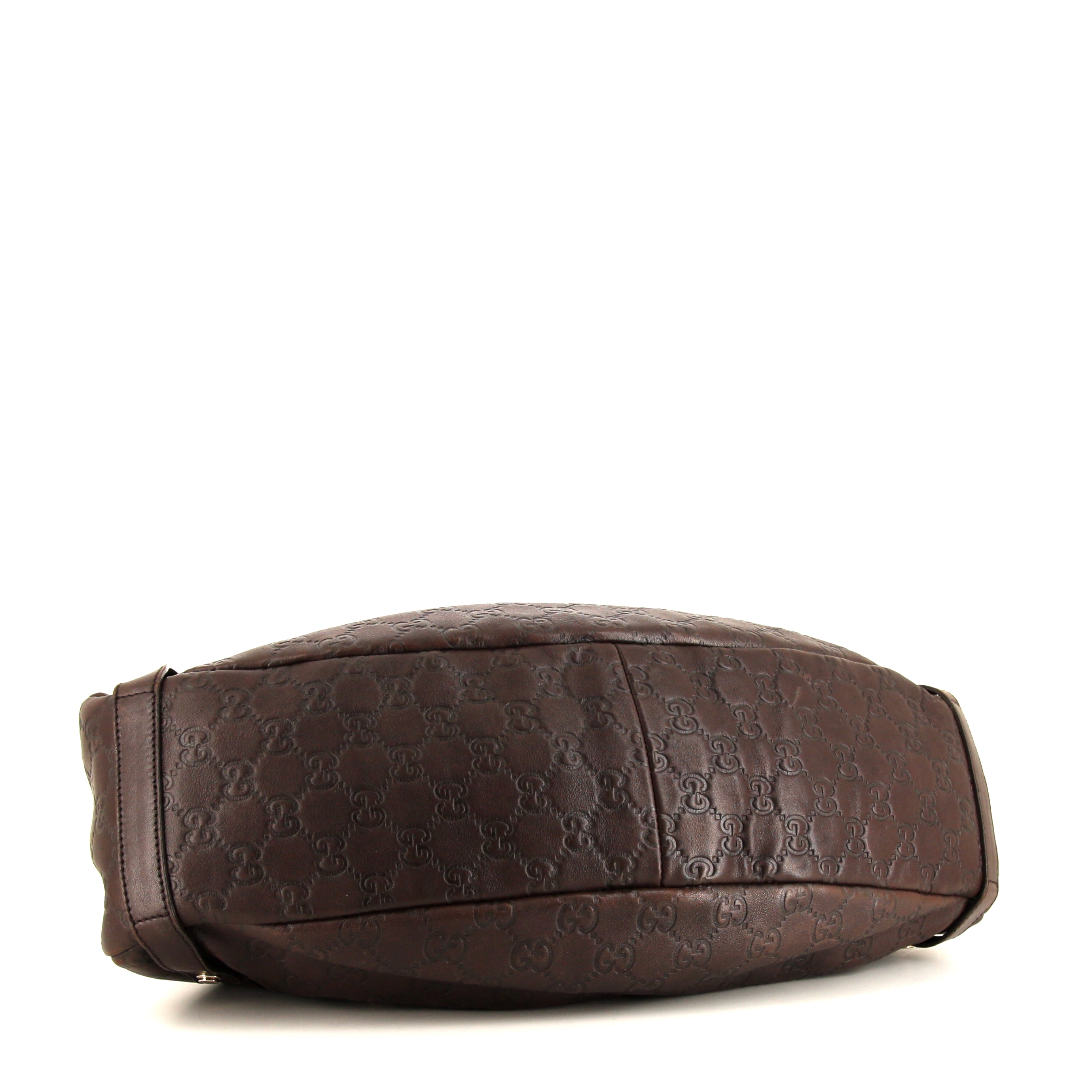 Gucci Abbey shopping bag in brown monogram canvas and brown leather - Detail D4