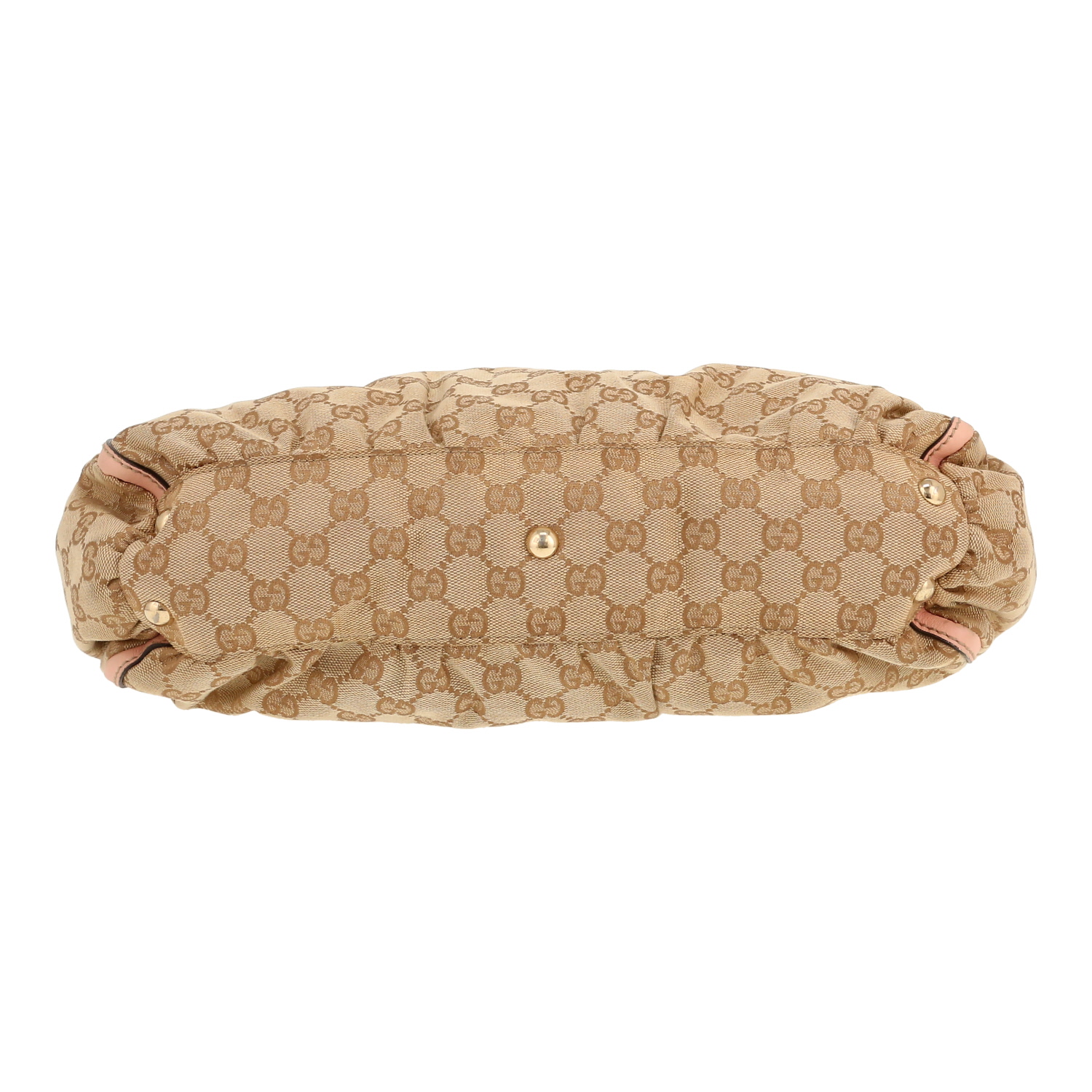 Bolso de mano Gucci Abbey en lona Monogram beige y cuero beige - Detail D1