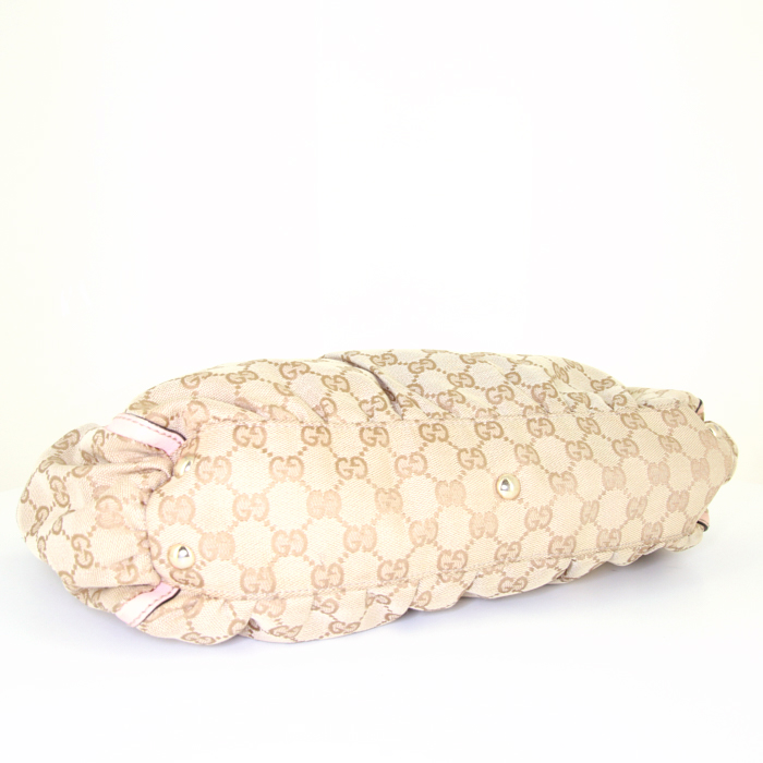 Borsa Gucci Abbey in tela monogram beige e pelle beige - Detail D4