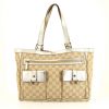 Shopping bag Gucci Abbey in tela monogram beige e pelle dorata - 360 thumbnail