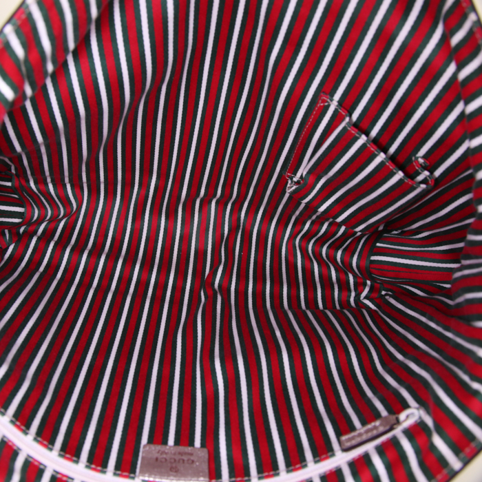 Shopping bag Gucci Abbey in tela monogram beige e pelle dorata - Detail D2