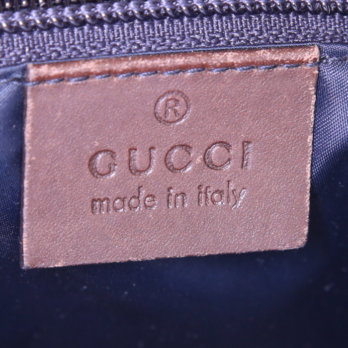 Bolso bandolera Gucci en lona azul marino, roja y gris y cuero marrón - Detail D3