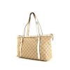 Shopping bag Gucci Abbey in tela siglata beige e pelle argentata - 00pp thumbnail