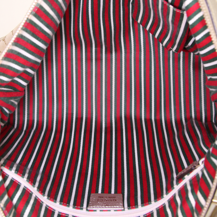 Gucci Abbey shopping bag in beige logo canvas and silver leather - Detail D2