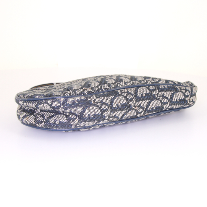 Dior Saddle pouch in blue and grey monogram canvas Oblique - Detail D4