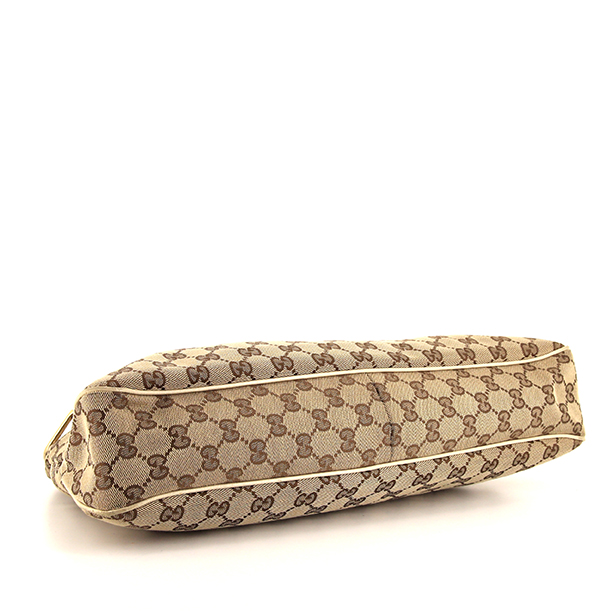 Gucci Eclipse handbag in beige logo canvas and off-white leather - Detail D4