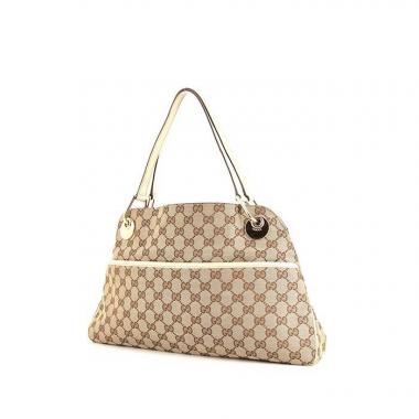 Sac à main Gucci Eclipse en toile siglée beige et cuir blanc-cassé