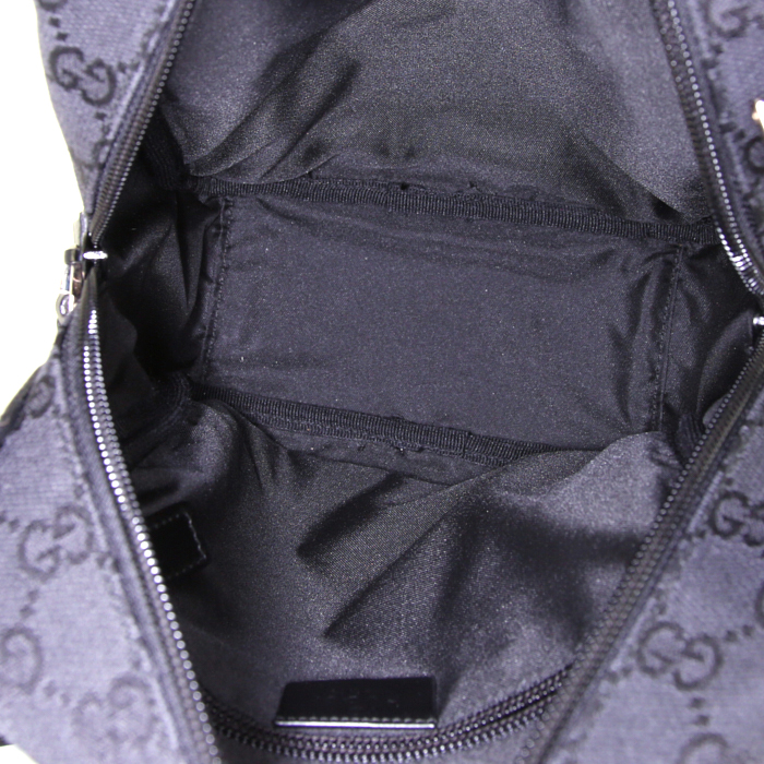 Borsa Gucci in tela monogram nera e pelle nera - Detail D2