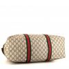 Borsa weekend Gucci Web Tote in tela monogram cerata beige e pelle marrone - Detail D4 thumbnail