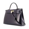 Hermes Kelly 35 cm handbag in navy blue box leather - 00pp thumbnail