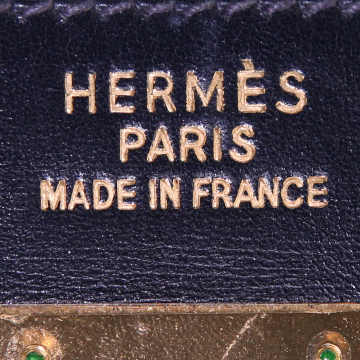 Borsa Hermes Kelly 35 cm in pelle box blu marino - Detail D4