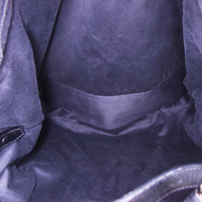 Bolso de mano Gucci Mors modelo grande en lona Monogram negra y cuero negro - Detail D2