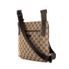 Gucci shoulder bag in beige monogram canvas and brown leather - 00pp thumbnail