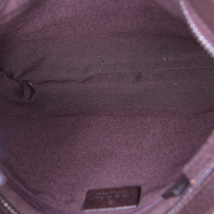 Sac bandoulière Gucci en toile monogram beige et cuir marron - Detail D2