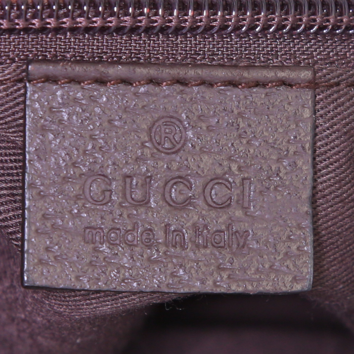 Sac bandoulière Gucci en toile monogram beige et cuir marron - Detail D3