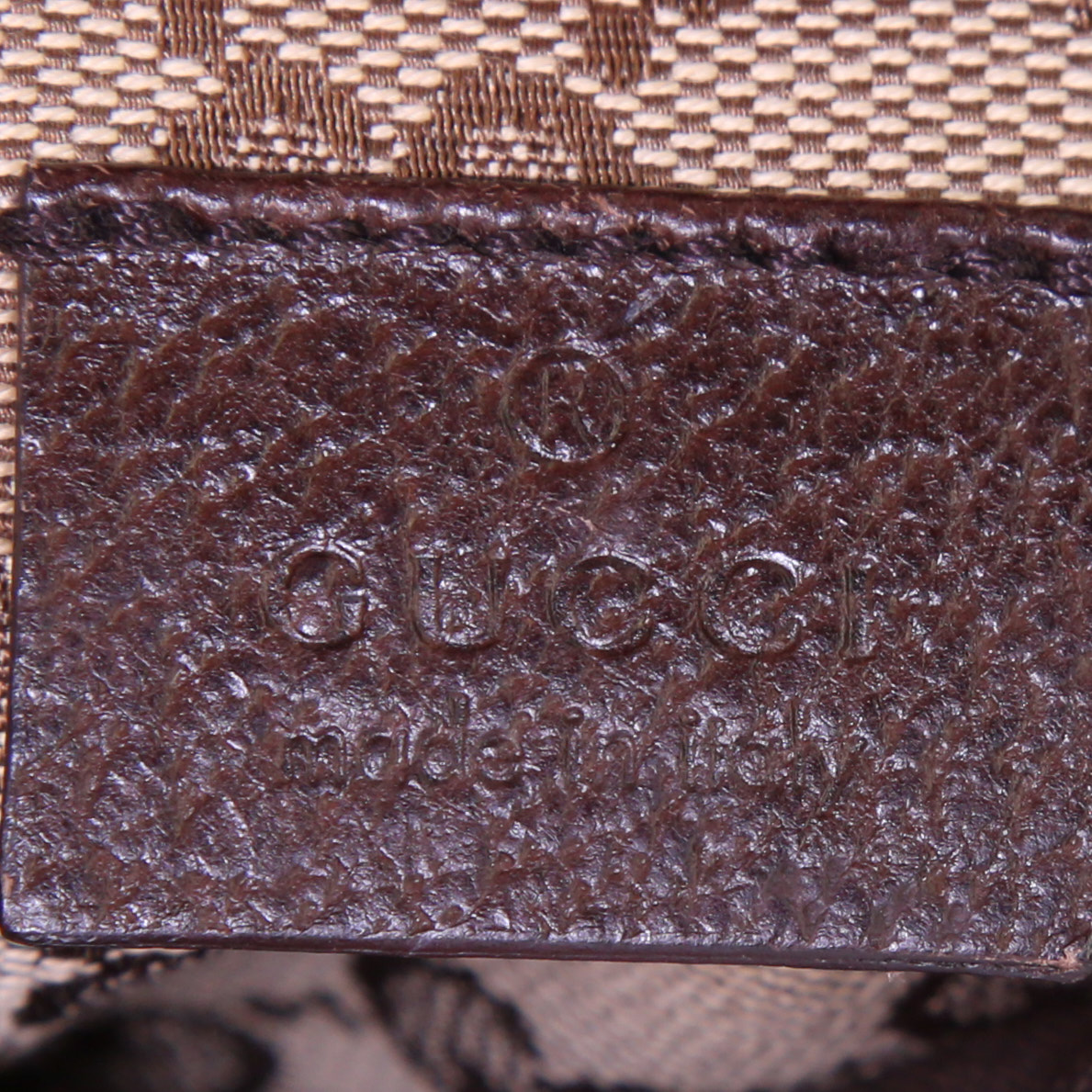 Pochette-cintura Gucci in tela monogram beige e pelle marrone - Detail D3