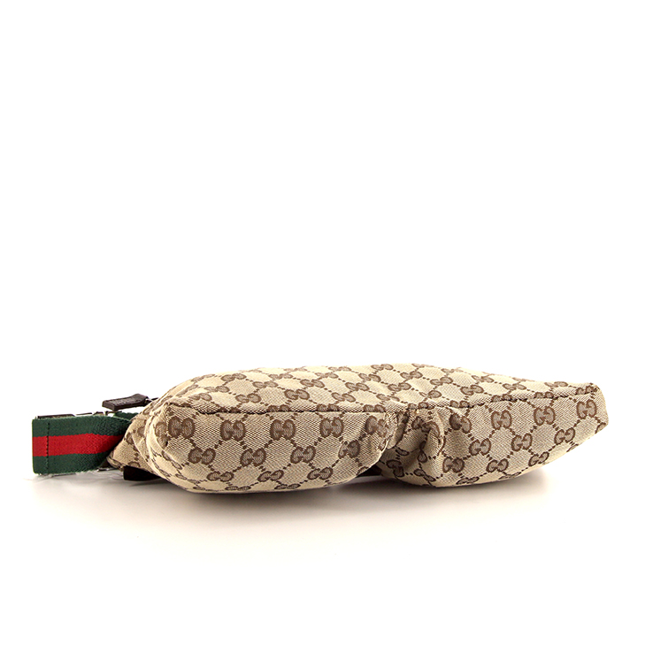 Pochette-cintura Gucci in tela monogram beige e pelle marrone - Detail D4