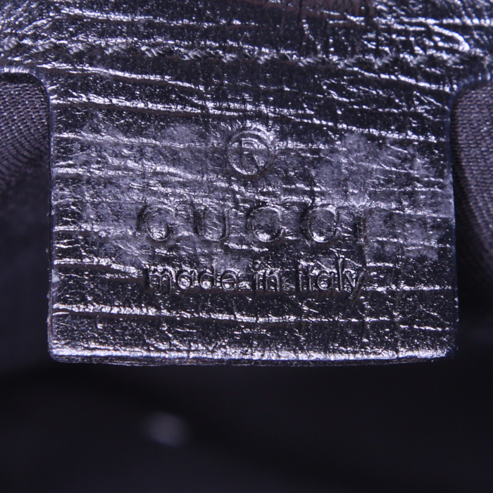 Sac à main Gucci Mors en toile monogram noire et cuir noir - Detail D3