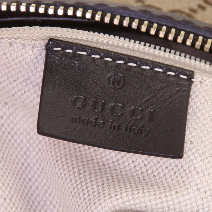 Borsa Gucci Sukey modello medio in tela monogram beige e pelle marrone - Detail D4