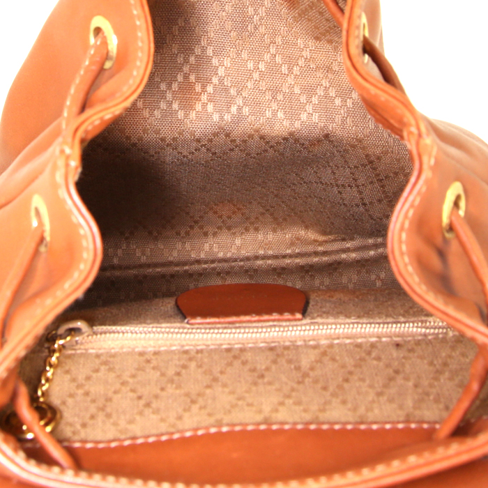 Mochila Gucci Bamboo Backpack en cuero marrón y bambú - Detail D3