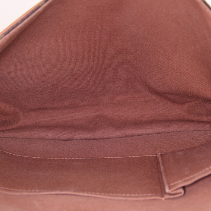 Sac bandoulière Louis Vuitton Bosphore Messenger en toile monogram enduite marron et cuir naturel - Detail D2