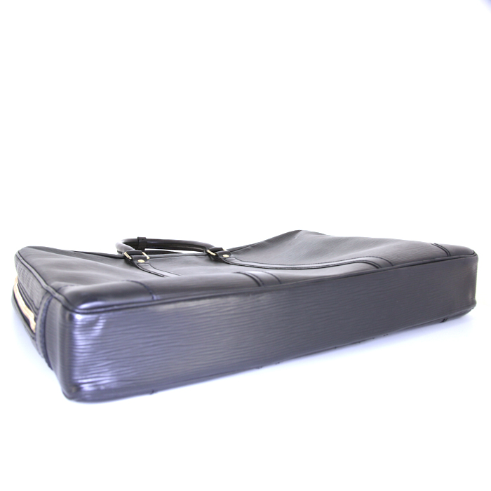Louis Vuitton Voyage briefcase in black epi leather - Detail D4