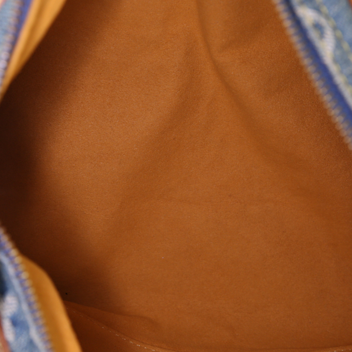 Bolso de mano Louis Vuitton Neo Speedy en denim azul y cuero natural - Detail D2