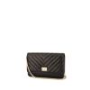 Borsa a tracolla Chanel 2.55 - Wallet on Chain in pelle trapuntata a zigzag nera - 00pp thumbnail