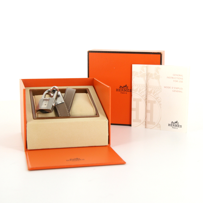 Hermes Kelly-Cadenas watch in stainless steel Ref: KE1.210 - Detail D2