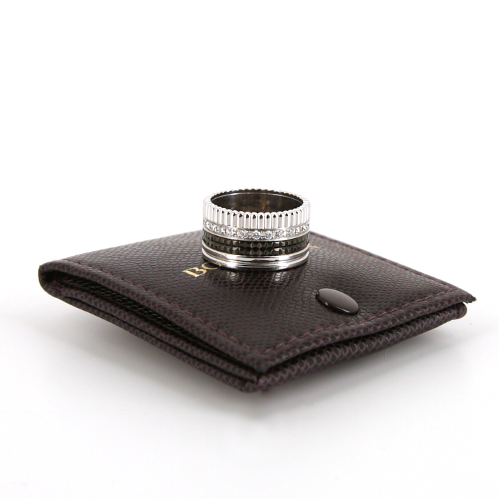 Anello Boucheron Quatre Black Edition modello grande in oro bianco, diamanti e ceramica nera - Detail D2