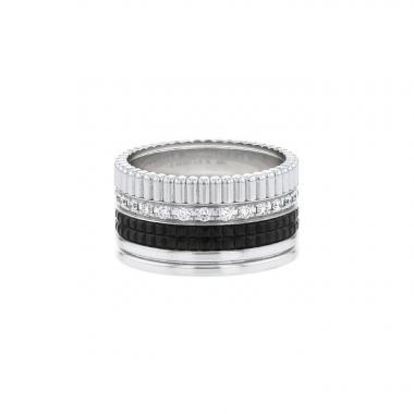 Bague Boucheron Quatre Black Edition grand modèle en or blanc,  diamants et céramique noire