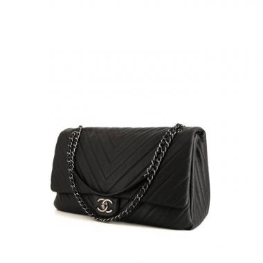 Chanel 24 hours bag in black quilted grained leather
