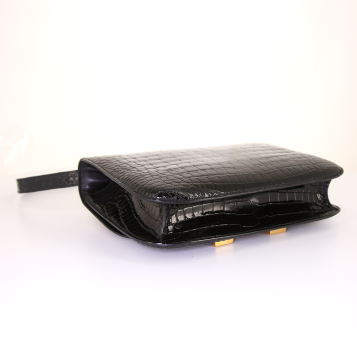 Hermes Constance handbag in black porosus crocodile - Detail D5